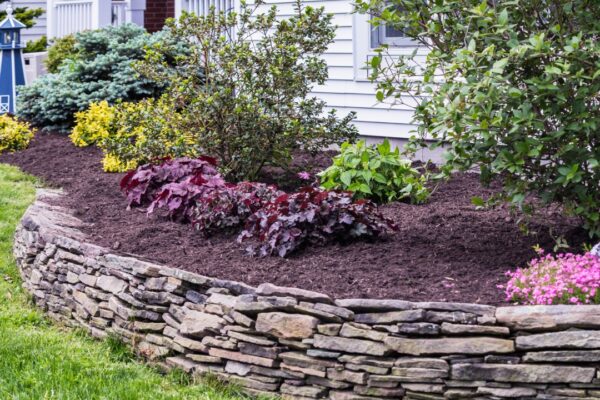 flower bed with fresh mulch